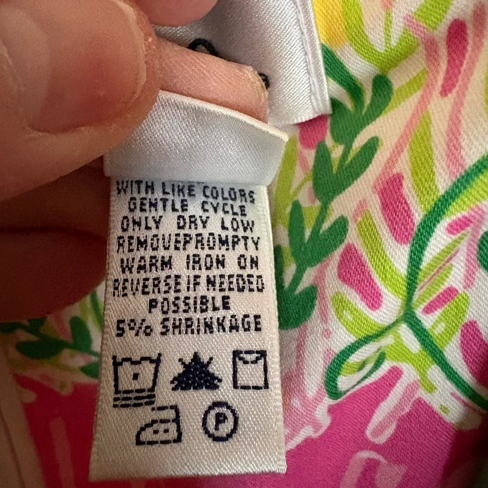 Lilly Pulitzer Pink, Green & Yellow Floral Strapless Dress Size 12 - Picture 5 of 6